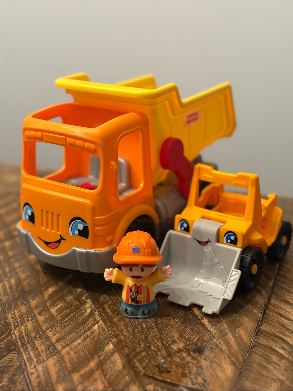 Little People Dump Truck and Digger with Construction Worker